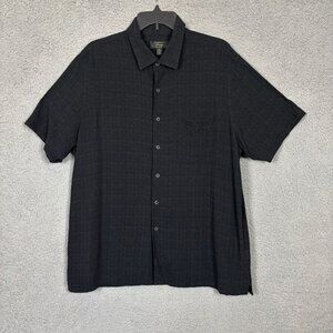 Club Room Luxury Mens Black Short Sleeve Button-Down  Silk Blend Shirt XL NWT's.
